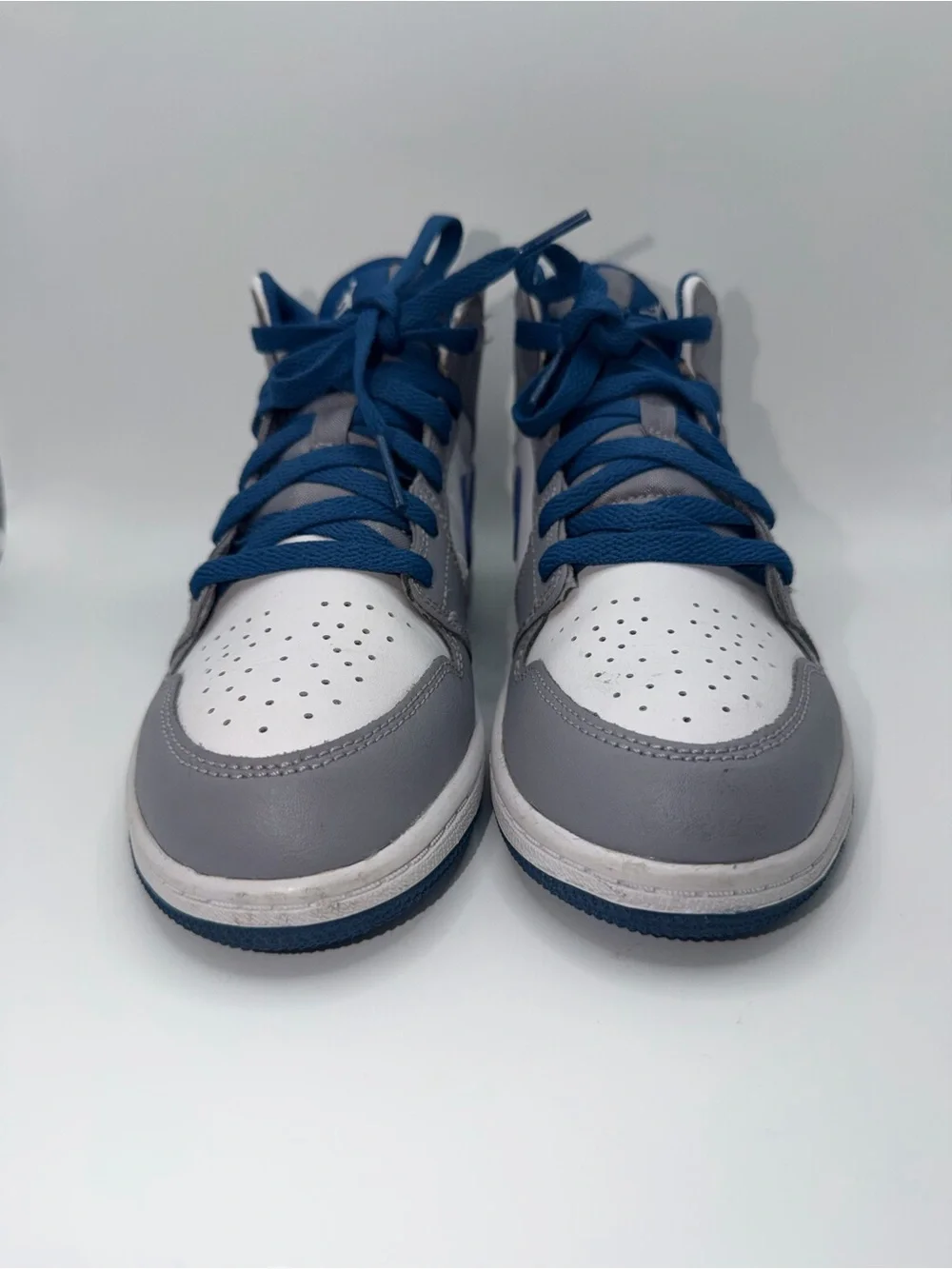 Nike Kids Mid-Top Sneakers - White, Gray & Blue